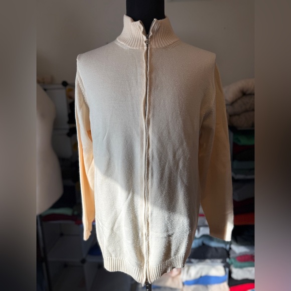 Zanetti Sport Men’s Zip-Up Cardigan. Cream, L. Merino Wool. Made in Italy 🇮🇹 - Picture 6 of 11